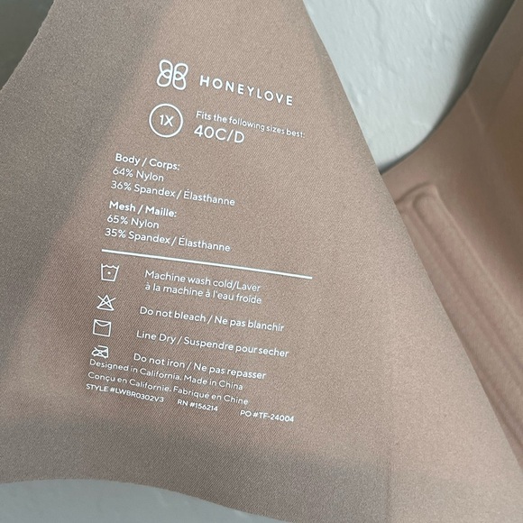 Honeylove crossover bra black / nude 1X - Picture 10 of 10